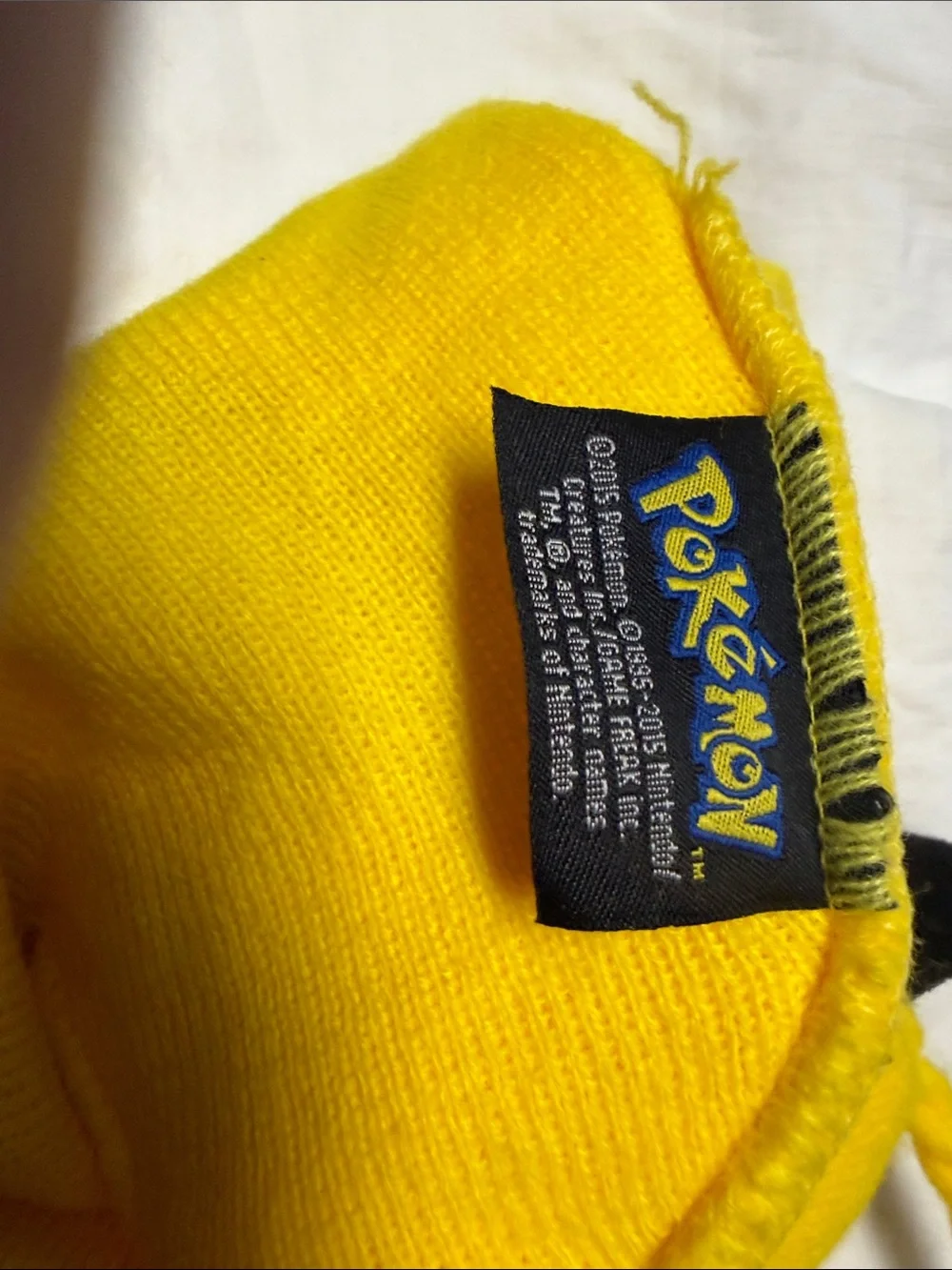 Pokemon Pikachu Bright Yellow Knit Hat with Red Cheeks and Black Ear Tips